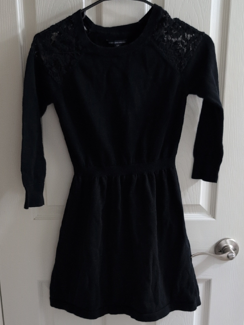 American Eagle Black Lace Shoulder Knit Long Sweater